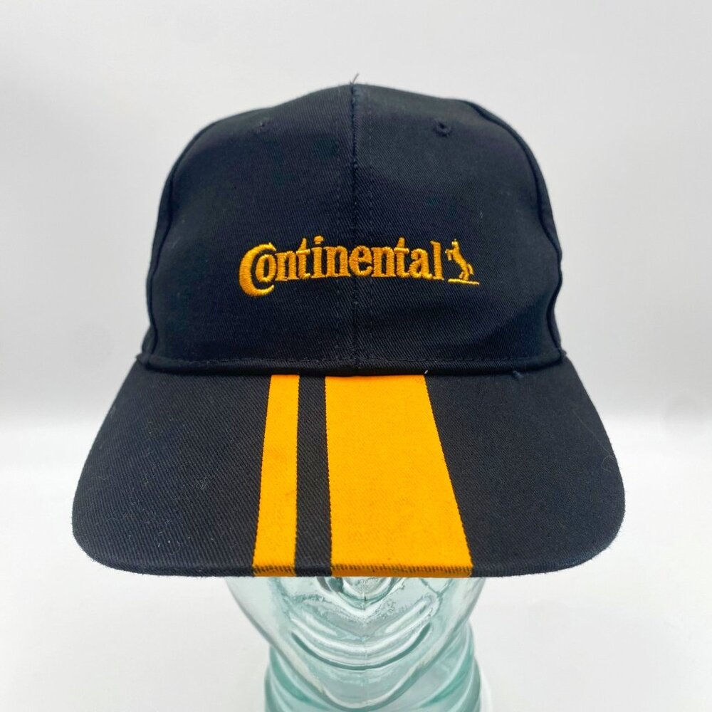Continental Tires Hat Snapback Cap Black Yellow 100% Cotton One Size Adjustable